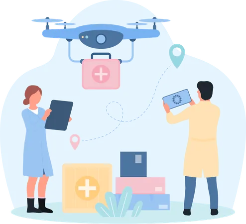 First aid kit drone  Illustration