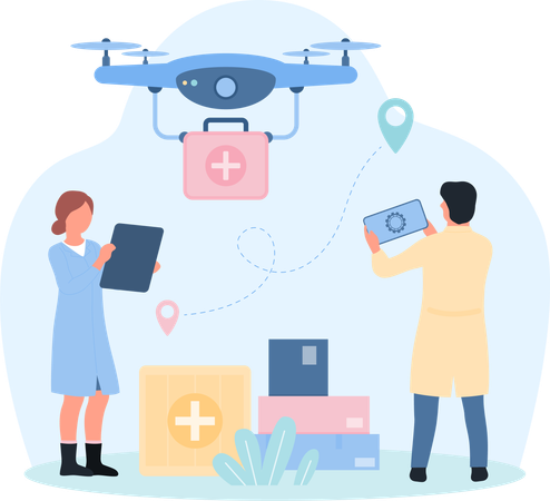 First aid kit drone  Illustration