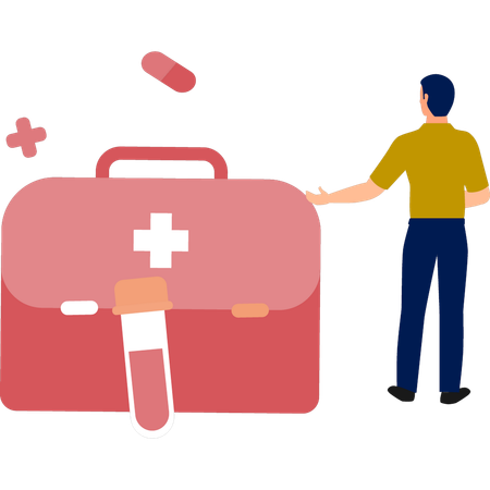 First aid kit with blood tube  Illustration