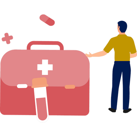 First aid kit with blood tube  Illustration