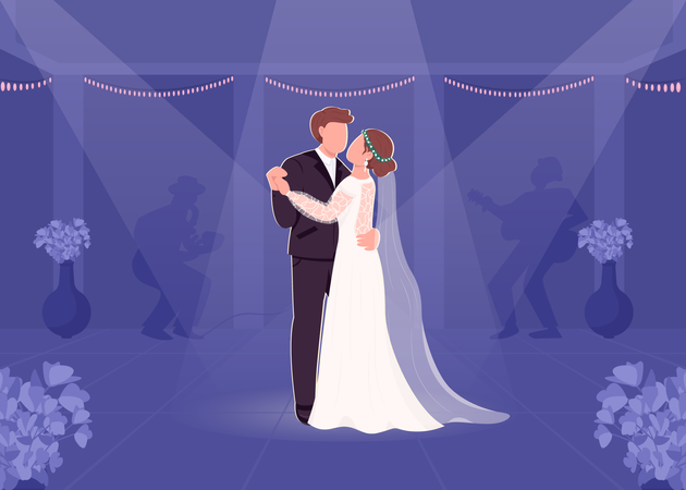 First bride and groom dance  イラスト