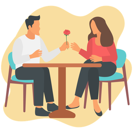 First Date Vibes enjoyed by couple  Illustration