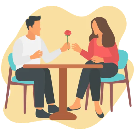 First Date Vibes enjoyed by couple  Illustration