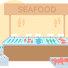supermarket fish section illustration