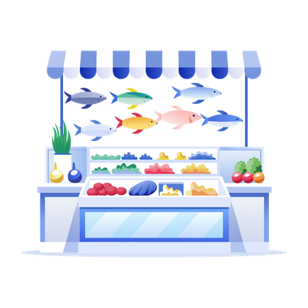 Fish Market  Illustration