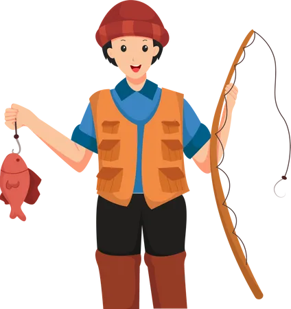 Fisherman Character Design Illustration Illustration