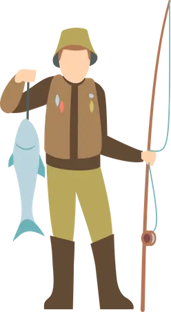 Fisherman catching fish  Illustration