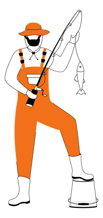 Fisherman doing fishing Illustration