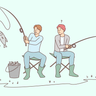illustrations of fishing at lake