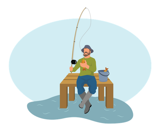 fishing man illustration free download