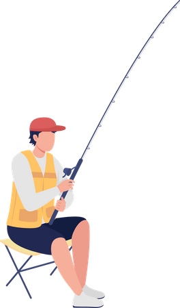 Fisherman with casting rod  Illustration