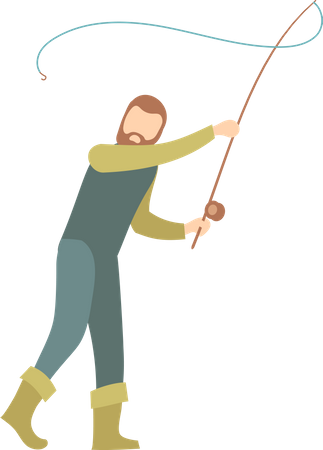 Fisherman with fishing robe  Illustration