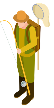 Fisherman with fishing robe  Illustration