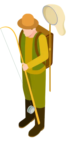 Fisherman with fishing robe  Illustration