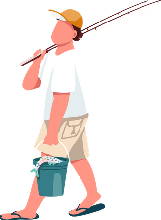 Fisherman with fishing rod Illustration