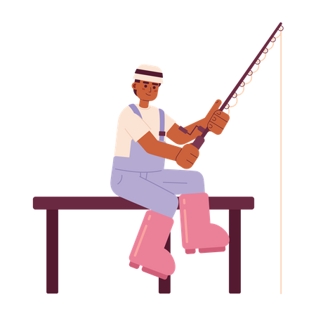 Fisherman with fishing rod  Illustration