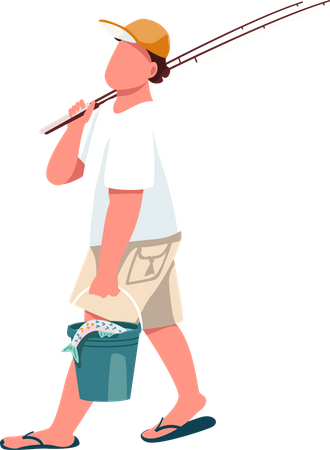 Fisherman with fishing rod  Illustration