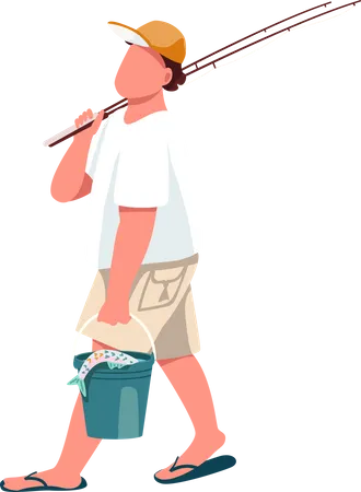 Fisherman with fishing rod  Illustration