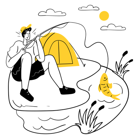 Fishing by the Lake  Illustration