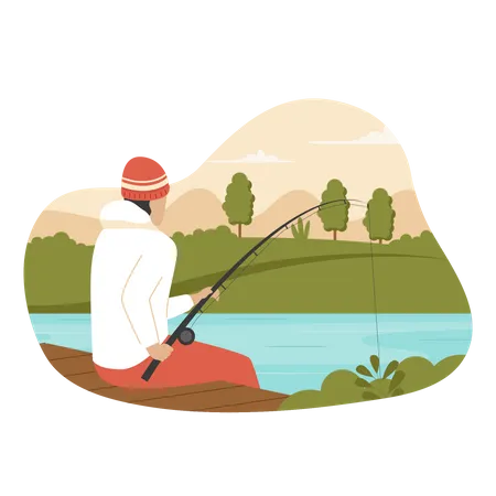 Fishing Concept Illustration Illustration For Websites Landing Pages Mobile Apps Posters And Banners Trendy Flat Vector Illustration Illustration