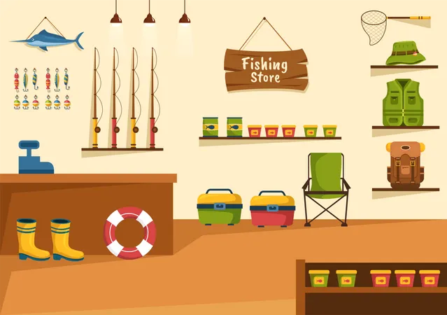 Fishing equipments  Illustration