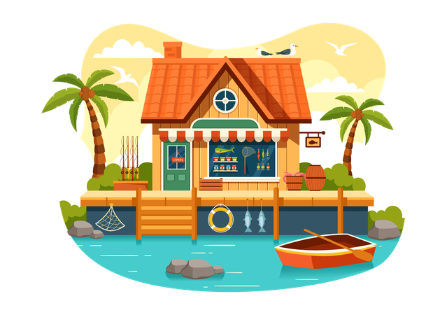 Fishing Market  Illustration