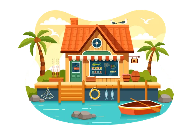 Fishing Market  Illustration