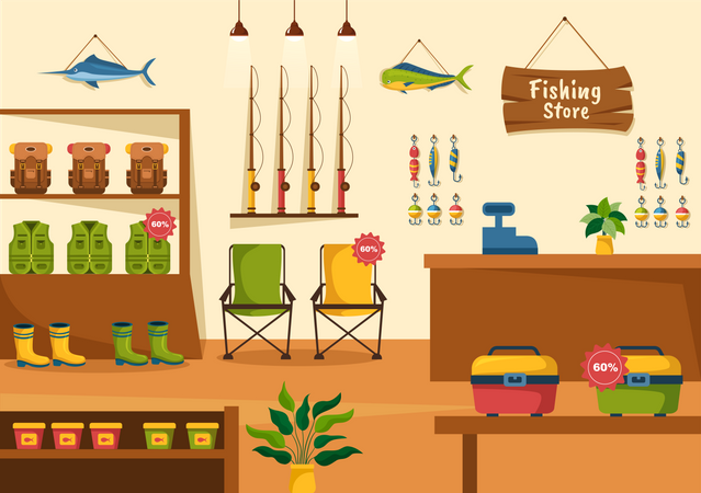 Fishing Shop interior  Illustration