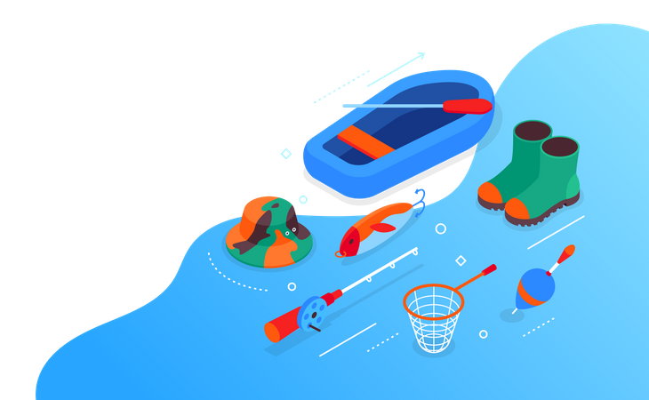 Fishing supplies and equipment  Illustration