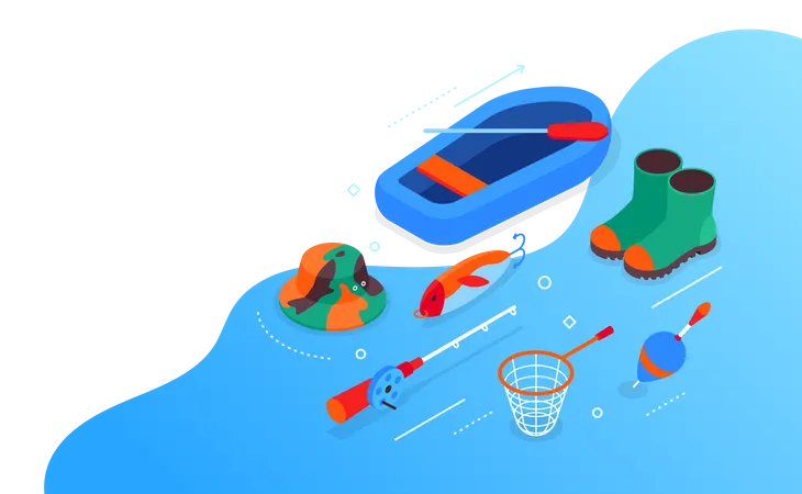 Fishing supplies and equipment  Illustration