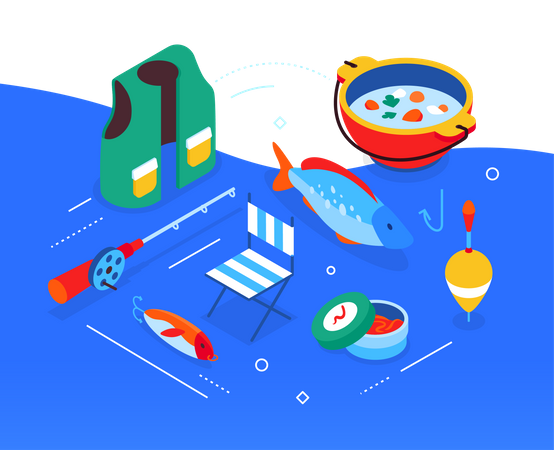 Fishing supplies  Illustration