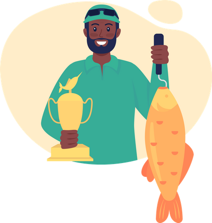 Fishing trophy for catching big fish Illustration