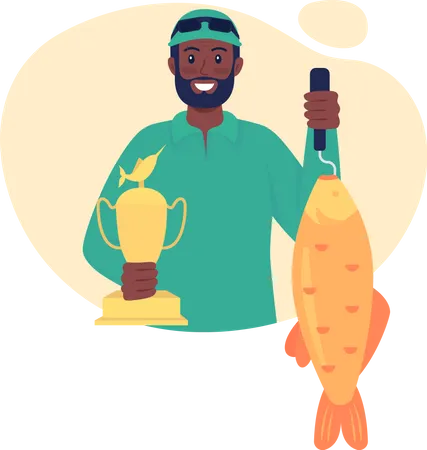 Fishing trophy for catching big fish Illustration