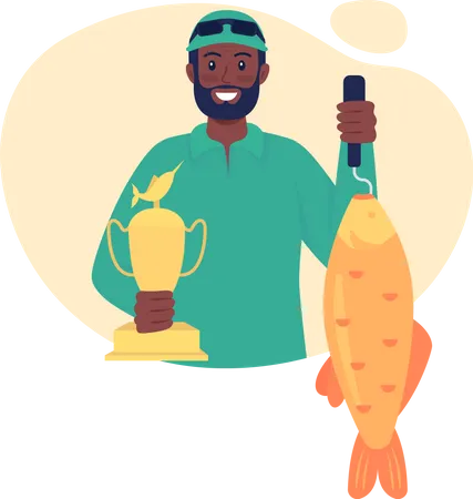 Fishing trophy for catching big fish  Illustration