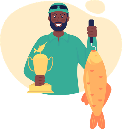 Fishing trophy for catching big fish  Illustration