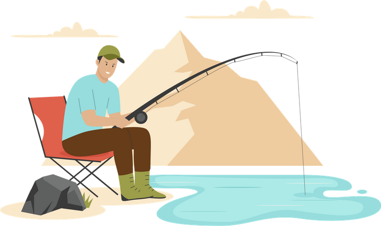 Fishing vacation illustration concept  Illustration