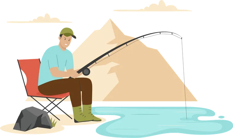 Fishing Vacation Illustration Concept Illustration For Websites Landing Pages Mobile Apps Posters And Banners Trendy Flat Vector Illustration Illustration