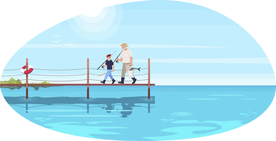 Fishing With Grandfather Illustration