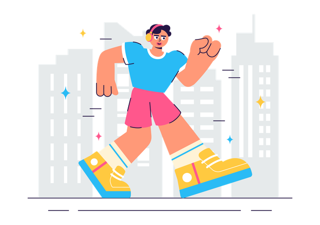 Fit Boy Jogging  Illustration