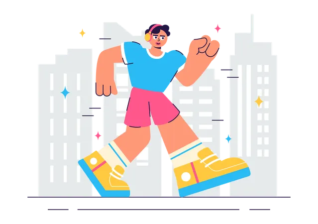 Fit Boy Jogging  Illustration