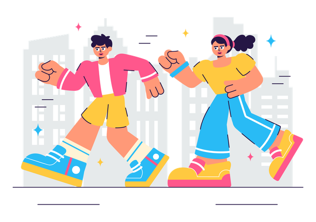 Fit Couple Jogging  Illustration