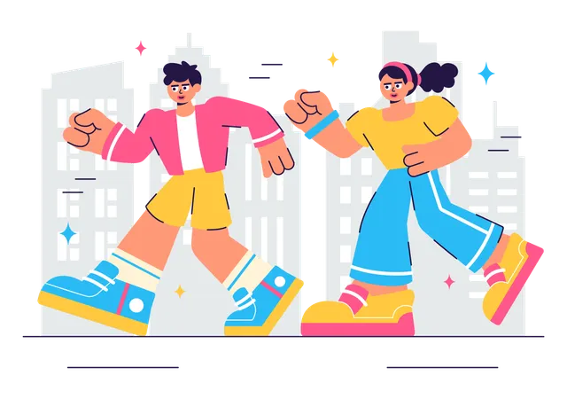 Fit Couple Jogging  Illustration