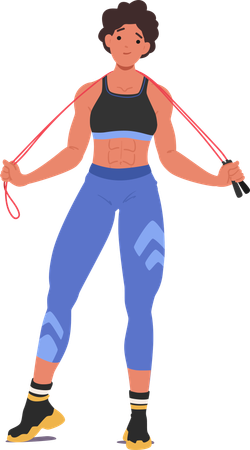 Fit Female Holds Jump Rope  Illustration