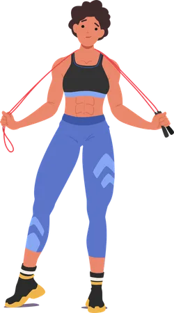 Fit Female Holds Jump Rope  Illustration