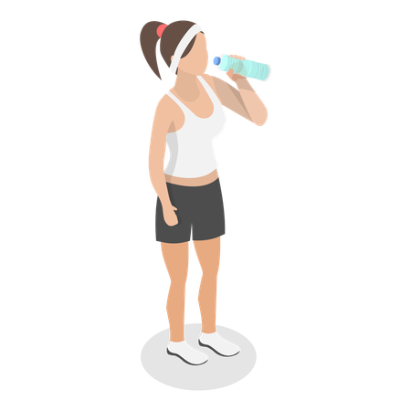 Fit girl drinking water  Illustration