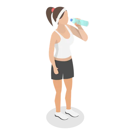 Fit girl drinking water  Illustration