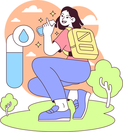 Fit Girl drinking water  Illustration