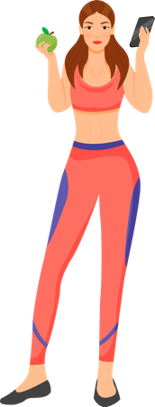 Fit girl holding fruits  Illustration