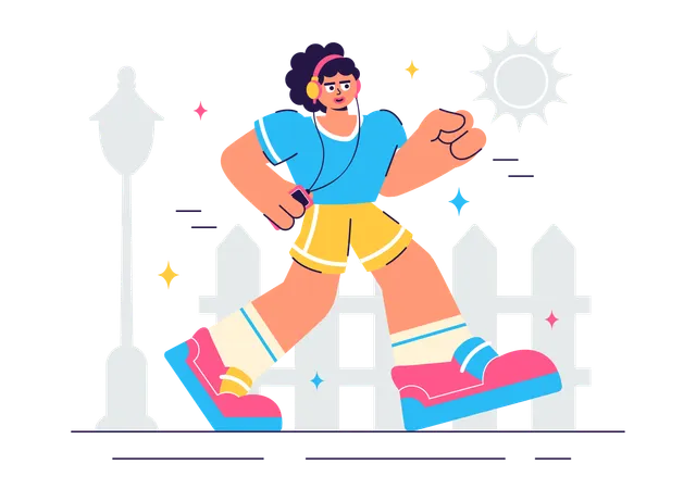 Fit Girl Jogging  Illustration