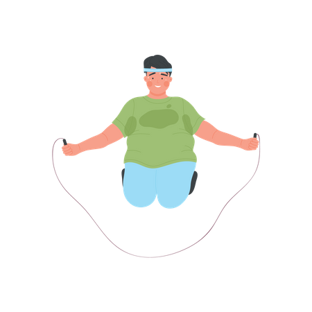 Fit man doing rope jumping  Illustration